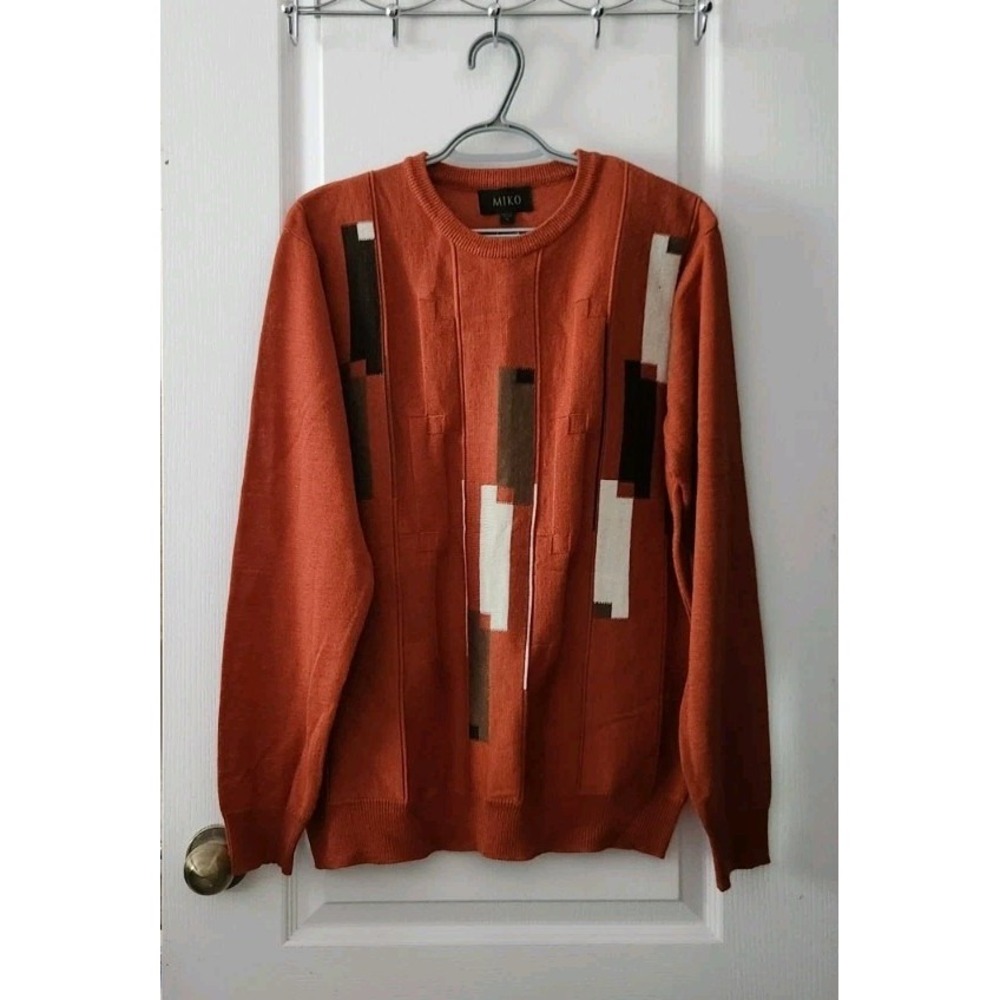 MIKO‎ Men's Knit Sweater Pullover Crew Neck Long Sleeve Wool Blend Size M